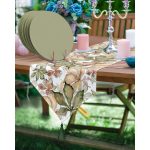 Realhomes Kurumuş Sonbahar Yaprakları Üçgen Püsküllü Runner 1 Adet & 6 Adet Yeşil Renkli Supla Realhomes