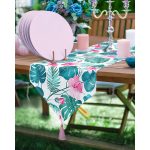 - SuplaRunner-DuzRenkSet-901-Realhomes-Renkli-Yaprak-Tasarimli-Ucgen-Puskullu-Runner-1-Adet-6-Adet-Pembe-Renkli-Supla - Realhomes  Realhomes Renkli Yaprak Tasarımlı Üçgen Püsküllü Runner 1 Adet & 6 Adet Pembe Renkli Supla Realhomes