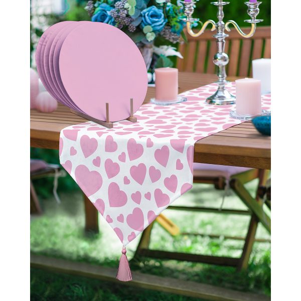 - SuplaRunner-DuzRenkSet-9239-Realhomes-Ask-Temali-Kalp-Tasarimli-Ucgen-Puskullu-Runner-1-Adet-6-Adet-Pembe-Renkli-Supla - Realhomes  Realhomes Gold Detaylı Yaprak Tasarımlı Üçgen Püsküllü Runner 1 Adet & 6 Adet Mavi Renkli Supla Realhomes