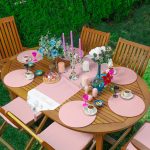 Realhomes Hello Beatiful Tasarımlı Üçgen Püsküllü Runner 1 Adet & 6 Adet Pembe Renkli Supla Realhomes