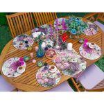 6+1'li Gül Motifli Dijital Baskılı Supla Runner Seti Realhomes