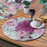 6+1'li Gül Motifli Dijital Baskılı Supla Runner Seti Realhomes