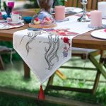 6+1'li Suluboya Çalışmalı Pop-Art Kadın Çizimli Supla Runner Seti Realhomes