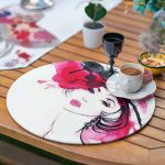 6+1'li Suluboya Çalışmalı Pop-Art Kadın Çizimli Supla Runner Seti Realhomes