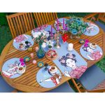 6+1'li Mavi Zeminli Japon Kadın Figürlü Supla Runner Seti Realhomes