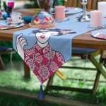 6+1'li Mavi Zeminli Japon Kadın Figürlü Supla Runner Seti Realhomes