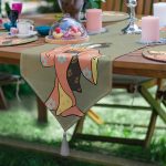 6+1'li Yosun Yeşili Zeminli Etnik Figürlü Supla Runner Seti Realhomes