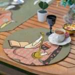 6+1'li Yosun Yeşili Zeminli Etnik Figürlü Supla Runner Seti Realhomes