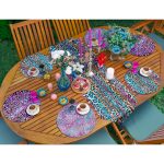 6+1'li Renkli Zebra Desen Tasarımlı Supla Runner Seti Realhomes