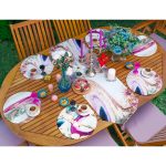 6+1'li Renkli Mermer Motifli Supla Runner Seti Realhomes