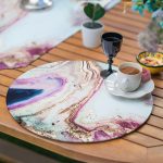 6+1'li Renkli Mermer Motifli Supla Runner Seti Realhomes