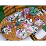 6+1'li Zebra Desen Zeminli Gül Tasarımlı Supla Runner Seti Realhomes