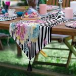 6+1'li Zebra Desen Zeminli Gül Tasarımlı Supla Runner Seti Realhomes