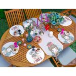 6+1'li Kahve İçen & Fotoğraf Çeken Kız Tasarımlı Supla Runner Seti Realhomes