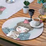 6+1'li Kahve İçen & Fotoğraf Çeken Kız Tasarımlı Supla Runner Seti Realhomes