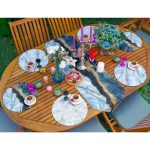 6+1'li Mavi Temalı Mermer Tasarımlı Supla Runner Seti Realhomes