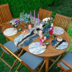 6+1'li Mavi Temalı Mermer Tasarımlı Supla Runner Seti Realhomes