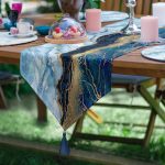 6+1'li Mavi Temalı Mermer Tasarımlı Supla Runner Seti Realhomes