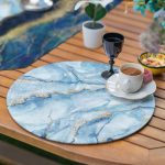 6+1'li Mavi Temalı Mermer Tasarımlı Supla Runner Seti Realhomes