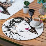 6+1'li Karakalem Rujlu Kadın Tasarımlı Supla Runner Seti Realhomes