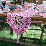 6+1'li Krem & Pembe Mandala Özel Tasarımlı Supla Runner Seti Realhomes