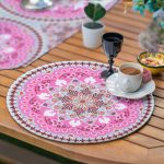 6+1'li Krem & Pembe Mandala Özel Tasarımlı Supla Runner Seti Realhomes