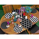 6+1'li Siyah Beyaz Geometrik Çizim Temalı Supla Runner Seti Realhomes