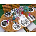 6+1'li Siyah Beyaz Home Sweet Home Özel Tasarım Supla Runner Seti Realhomes