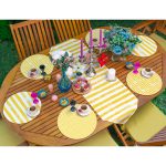 6+1'li Sarı Beyaz Geometrik Çizimli Supla Runner Seti Realhomes