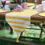 6+1'li Sarı Beyaz Geometrik Çizimli Supla Runner Seti Realhomes