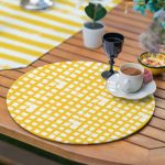 6+1'li Sarı Beyaz Geometrik Çizimli Supla Runner Seti Realhomes