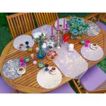 6+1'li Renkli Gold Detaylı Mermer Tasarımlı Supla Runner Seti Realhomes