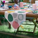 6+1'li Tropik Yaprak Pastel Çizimler Supla Runner Seti Realhomes