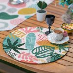 6+1'li Tropik Yaprak Pastel Çizimler Supla Runner Seti Realhomes