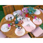 6+1'li Pembe Pastel Renkli Gül Tasarımlı Supla Runner Seti Realhomes