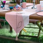 6+1'li Pembe Pastel Renkli Gül Tasarımlı Supla Runner Seti Realhomes