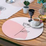 6+1'li Pembe Pastel Renkli Gül Tasarımlı Supla Runner Seti Realhomes