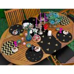 6+1'li Siyah Zeminli Altın Varaklı Supla Runner Seti Realhomes