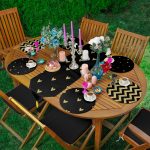 6+1'li Siyah Zeminli Altın Varaklı Supla Runner Seti Realhomes