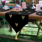 6+1'li Siyah Zeminli Altın Varaklı Supla Runner Seti Realhomes