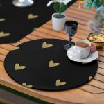 6+1'li Siyah Zeminli Altın Varaklı Supla Runner Seti Realhomes