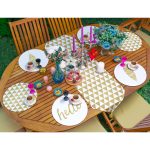 6+1'li Gold Desenli Hello Tasarımlı Supla Runner Seti Realhomes