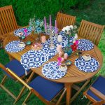 6+1'li Beyaz Zeminde Mavi Geometrik Çizimli Supla Runner Seti Realhomes