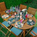 - SuplaRunnerSet229-61li-Renkli-Tropik-Yaprak-Motifli-Supla-Runner-Seti - Realhomes  6+1'li Renkli Tropik Yaprak Motifli Supla Runner Seti Realhomes