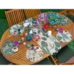 6+1'li Soyut Tropik Yaprak Tasarımlı Supla Runner Seti Realhomes