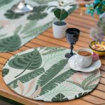 6+1'li Soyut Tropik Yaprak Tasarımlı Supla Runner Seti Realhomes