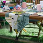 6+1'li Yeşil Renkli Tropik Yaprak Tasarımlı Supla Runner Seti Realhomes