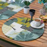 6+1'li Yeşil Renkli Tropik Yaprak Tasarımlı Supla Runner Seti Realhomes