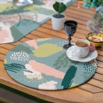 6+1'li Onedraw Tropik Yaprak Çizimli Supla Runner Seti Realhomes