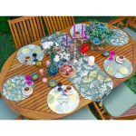 6+1'li Soyut Renkli Geometrik Şekilli Yapraklar Supla Runner Seti Realhomes